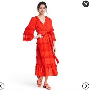 Alexis for Target Tiered Ruffle Dark Orange Dress - size M